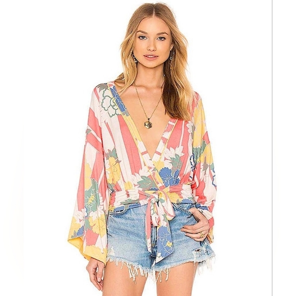 Free People Tops - Free People That’s A  Wrap Whimsical Floral V Neck Blouse/Top